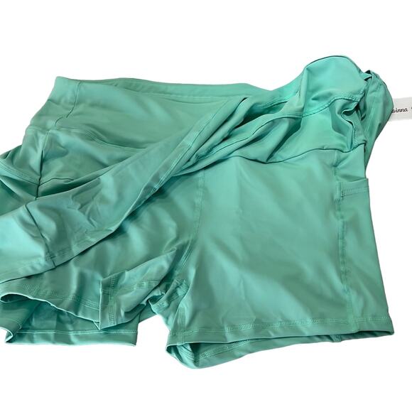 Husnainna Mint Green Slinky Knit Tennis Golf Skort Woman Size 10 Sporty - Picture 2 of 11